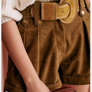 Sezane Robin suede Shorts - Camel EU38